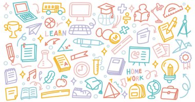 Eğitim çizgisi karalama çizimi vektör çizimi tasarımı