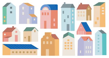 El Çizimi Renkli Ev Doodle Şirin Pastel Konutları ve Şehir Binaları Mimarlık, Emlak ve Şehir Tasarım Projeleri Zirvesi