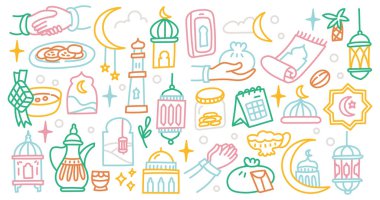Idul Fitri ve Ramazan Dağıtım Çizgisi Sanat Tasarım Elementi
