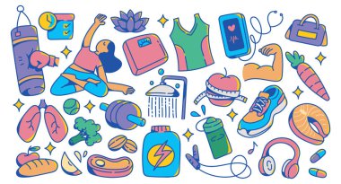 Sağlıklı Yaşam Tarzı ve Vücut Geliştirme Kılavuzu Sağlık ve Sıhhat Simgeleri