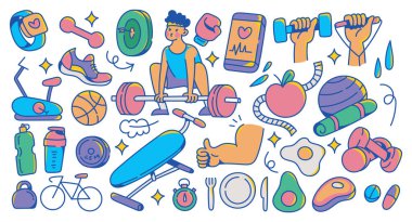 çok farklı spor ve spor simgeleri seti  