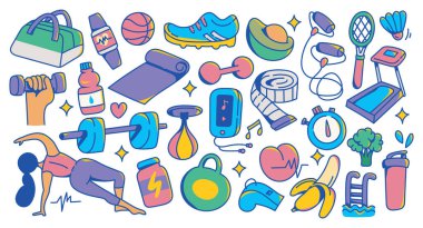 çok farklı spor ve spor simgeleri seti  