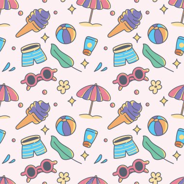 Bir sürü farklı simge var. yaz desenli duvar kağıdı  