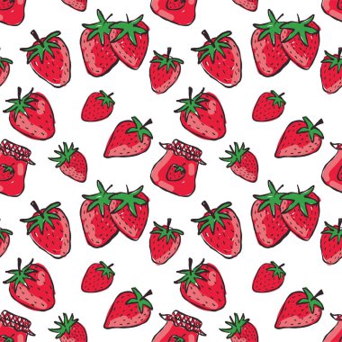 Elle çizilmiş Çilek Kusursuz Desen