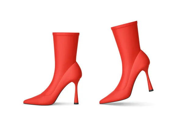 红色高跟鞋与白色背景隔离 带有剪切路径的3D渲染 — 图库照片