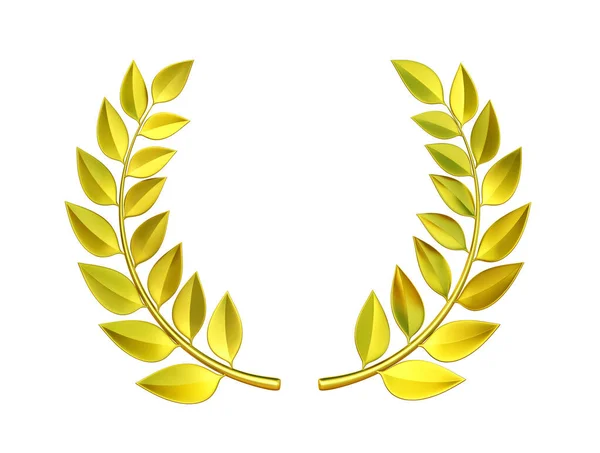 Gold Laurel Wreath Isolated White Rendering Clipping Path — Stock Photo, Image