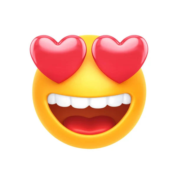 Emoji Verliebten Gesicht Isoliert Auf Weißem Hintergrund Rendering Mit Clipping — Stockfoto