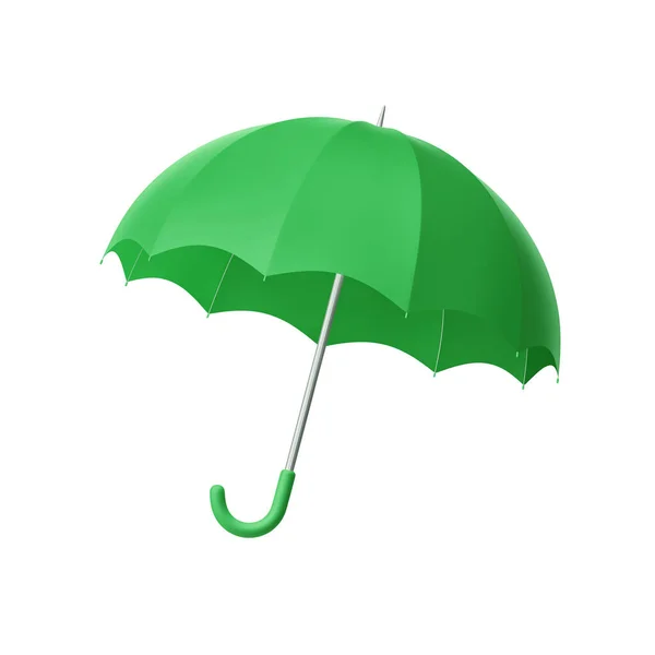 白い傘に隔離された緑の傘 クリッピングパスでの3Dレンダリング — ストック写真