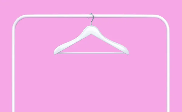 Біла Стійка Вішалкою Одягу Ізольована Фіолетовому Фоні Візуалізація Відсічним Контуром — стокове фото