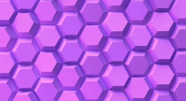 维维紫色几何背景与六边形 3D渲染 — 图库照片
