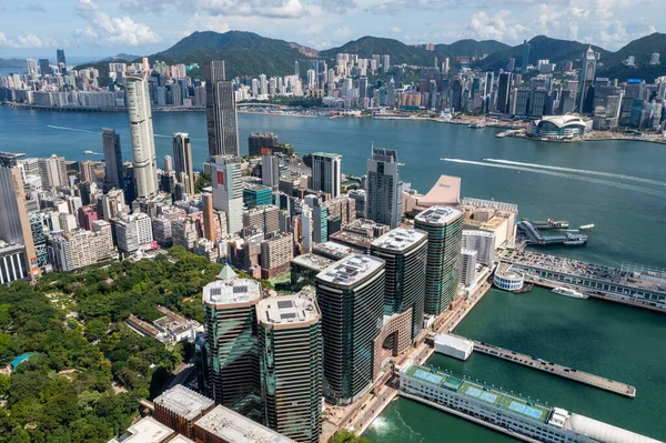 Kowloon Hongkong Srpna 2022 Letecký Pohled Město Hongkong — Stock fotografie