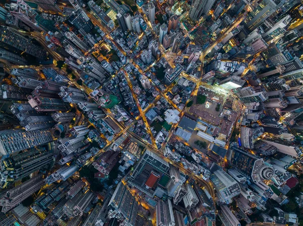 香港中心部 2021年12月6日 夕方の香港中心部のコンパクトな街のトップダウンビュー — ストック写真