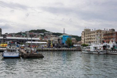 Keelung, Taiwan - 12 June 2022: Inner Harbor of Keelung city