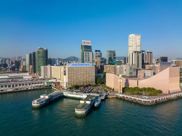 Hong Kong Dicembre 2021 Drone Sorvola Città Hong Kong Nel — Foto Stock