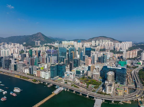 Kwun Tong Hongkong December 2021 Ovanifrån Mot Hongkong — Stockfoto