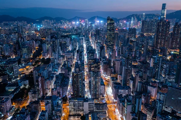 Mong Kok Hongkong Juli 2022 Ovanifrån Hongkong Stad Kvällen — Stockfoto