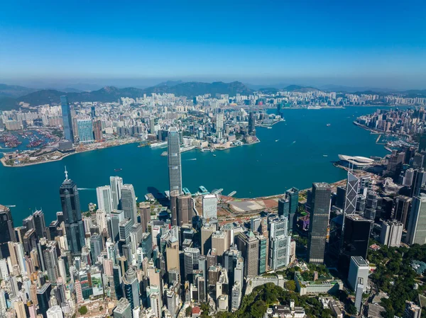 Hong Kong December 2021 Drone Vliegen Naar Hong Kong Stad — Stockfoto