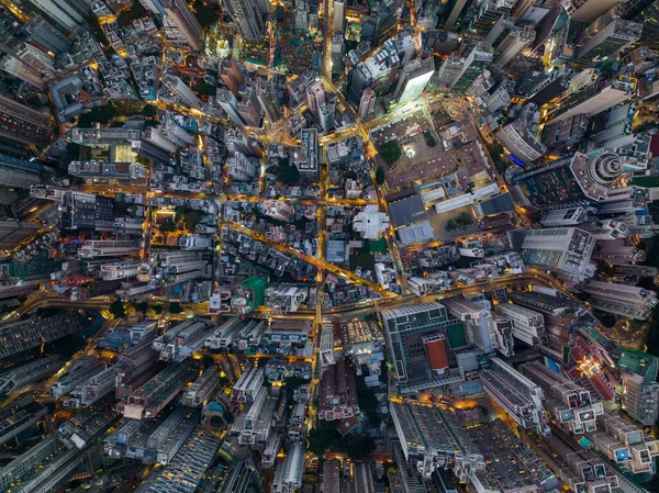 香港中心部 2021年12月6日 夕方の香港中心部のコンパクトな街のトップダウンビュー — ストック写真