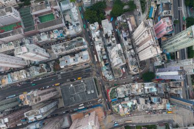 Wong Tai Sin, Hong Kong - 15 Temmuz 2021: Hong Kong şehrinin en iyi manzarası