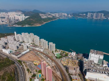 Chai wan, Hong Kong - 12 Aralık 2021: Hong Kong Şehri Hava Görüntüsü