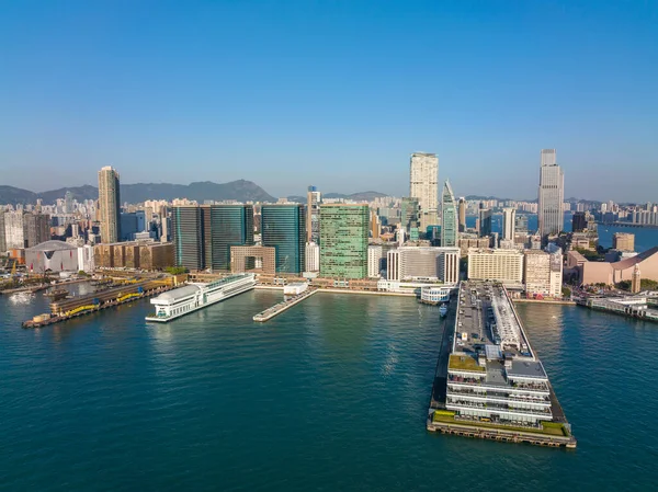 Hong Kong December 2021 Drone Fly Hong Kong City Kowloon — Stock Photo, Image