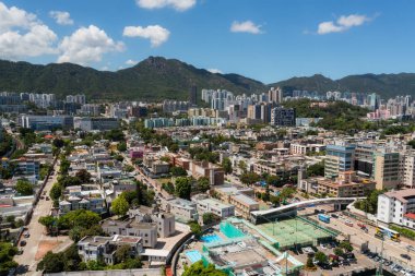 Kowloon Tong, Hong Kong - 15 Temmuz 2021: Hong Kong şehrinin en iyi manzarası