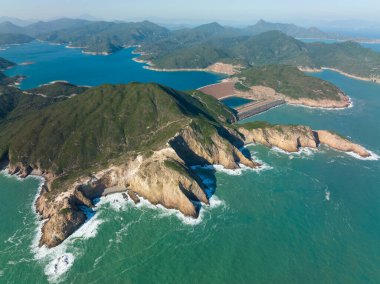 Hong Kong Sai kung yüksek ada rezervuarının en üst görüntüsü