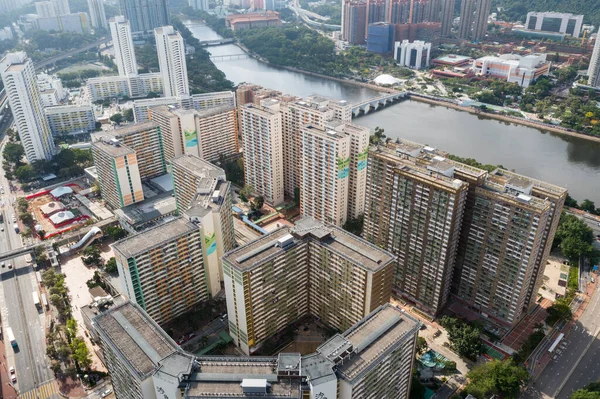 Sha Tin Hong Kong Agosto 2021 Vista Superior Distrito Residencial — Fotografia de Stock