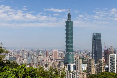 Taipei, Tayvan - 10 Nisan 2022: Tayvan 'da Taipei şehri silueti