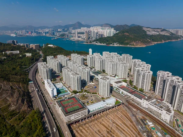 Chai Wan Χονγκ Κονγκ Δεκεμβρίου 2021 Κηφήνας Πετάει Πάνω Από — Φωτογραφία Αρχείου