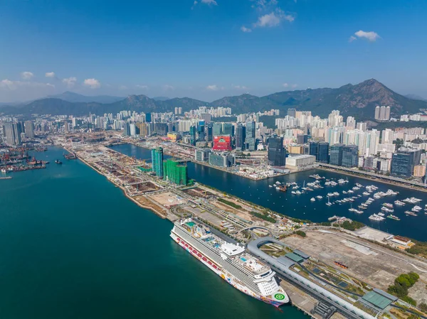 Kwun Tong Hongkong December 2021 Ovanifrån Kryssningsterminalen Byggnad Hongkong Stad — Stockfoto