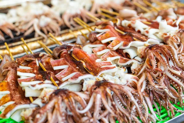 Grill Tintenfisch Auf Dem Straßenmarkt Von Taiwan — Stockfoto