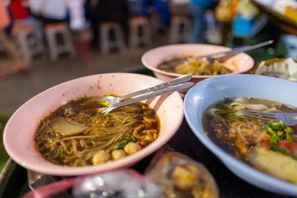 Cuisine Thaïlandaise Viande Porc Avec Soupe Sang — Photo