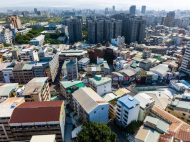 Taichung, Tayvan - 24 Ekim 2022: Taichung şehrinin hava manzarası