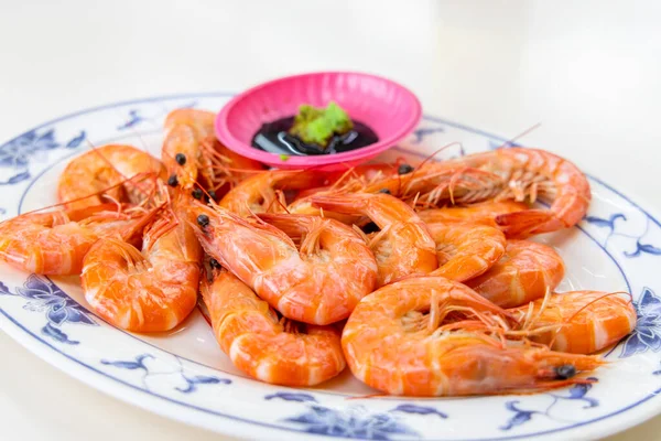 Fresh cooked shrimp dish in restaurant