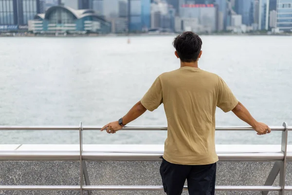 Turist Man Besöka Hong Kong Stad — Stockfoto