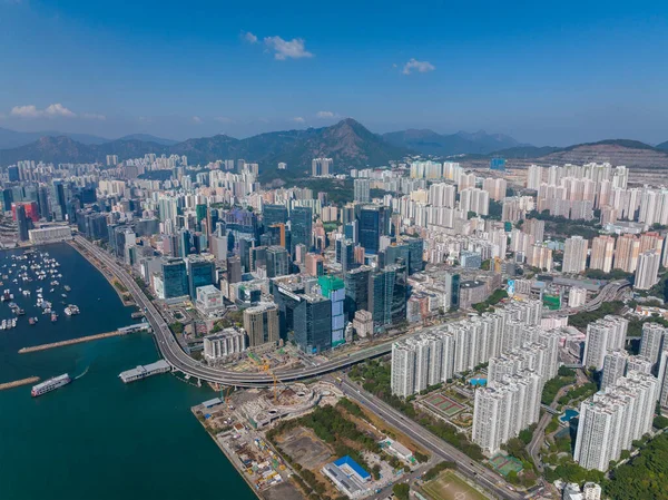Kwun Tong Hongkong December 2021 Ovanifrån Mot Hongkong — Stockfoto