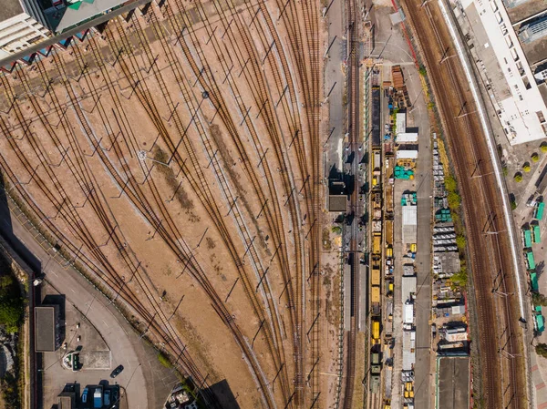Chai Wan Hongkong Prosince 2021 Pohled Shora Dolů Železniční Trať — Stock fotografie