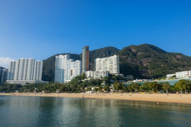 Hong Kong - 19 Kasım 2021: Hong Kong itici körfez plajı