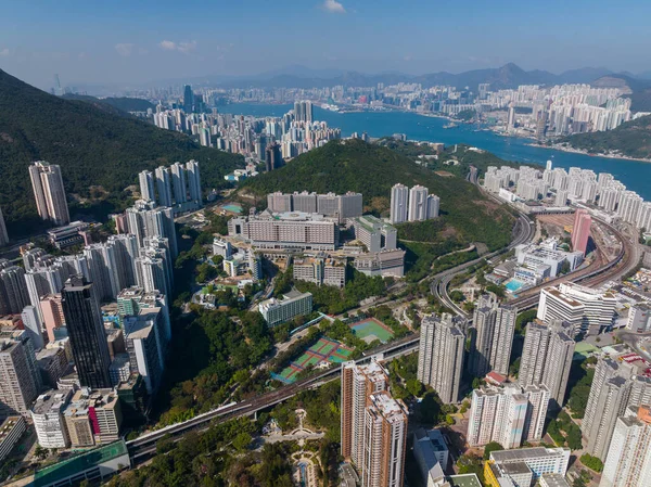 Chai Wan Hong Kong Diciembre 2021 Vuelo Con Drones Sobre —  Fotos de Stock