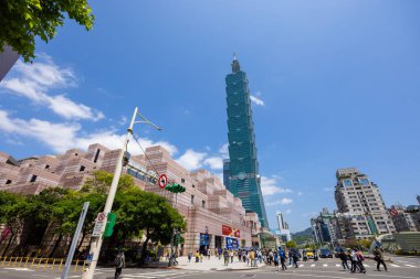 Taipei, Tayvan - 09 Nisan 2022: Taipei kenti sokak simgesi
