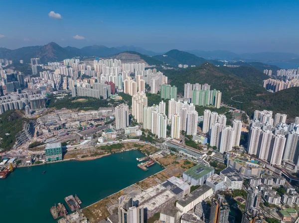 Yau Tong Hong Kong Diciembre 2021 Vista Superior Ciudad Hong —  Fotos de Stock