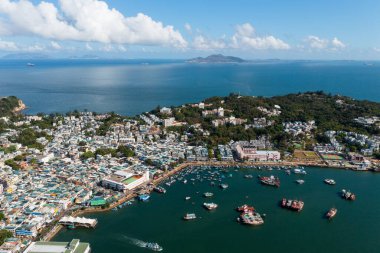 Hong Kong şehrindeki Cheung Chau adasının hava görüntüsü.