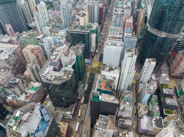 Mong Kok, Hong Kong - 18 January 2022: Top view of Hong Kong city