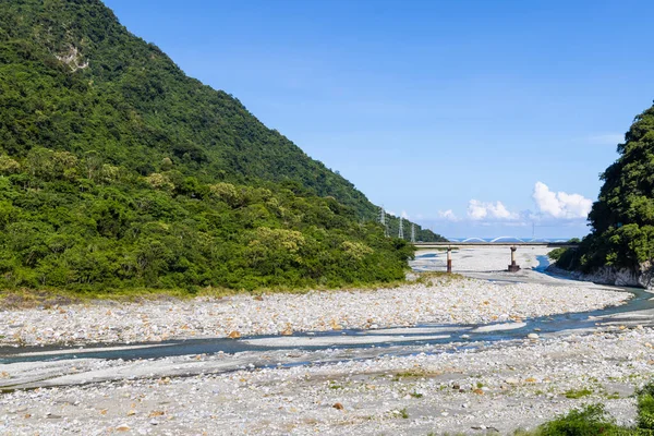 Taiwán Hualien Liwu Río Con Puente — Foto de Stock