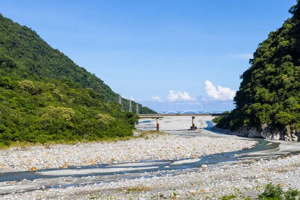 Taiwan Hualien Liwu Floden Med Bron — Stockfoto
