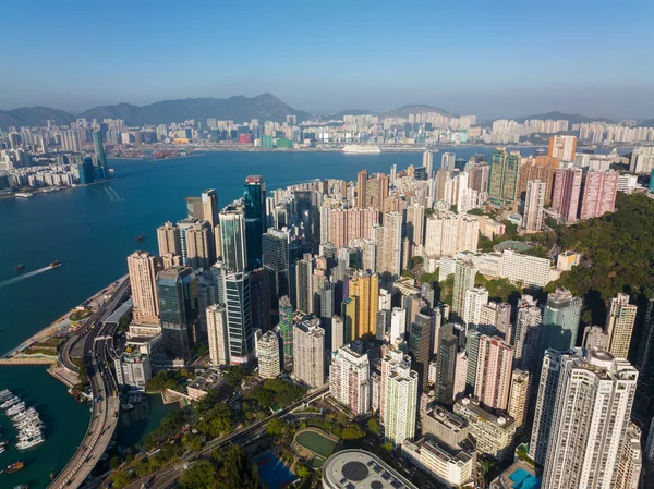 Hong Kong Diciembre 2021 Vista Aérea Ciudad Hong Kong — Foto de Stock