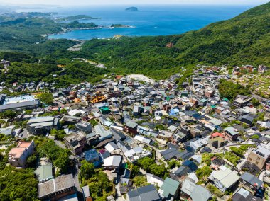 Tayvan Jiufen köyünün en iyi manzarası.