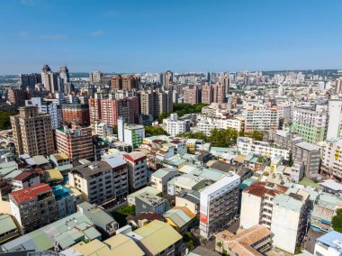 Taichung, Tayvan - 24 Ekim 2022: Taichung şehrinin hava manzarası