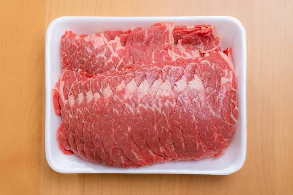 Packung Frisches Rohes Rindfleisch — Stockfoto